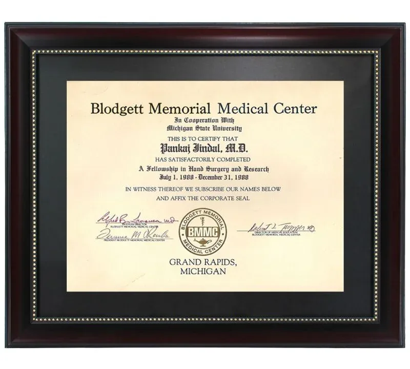 Fellowship in Hand Surgery and Research, Blodgett Memorial Medical Center, Grand Rapids, Michigan